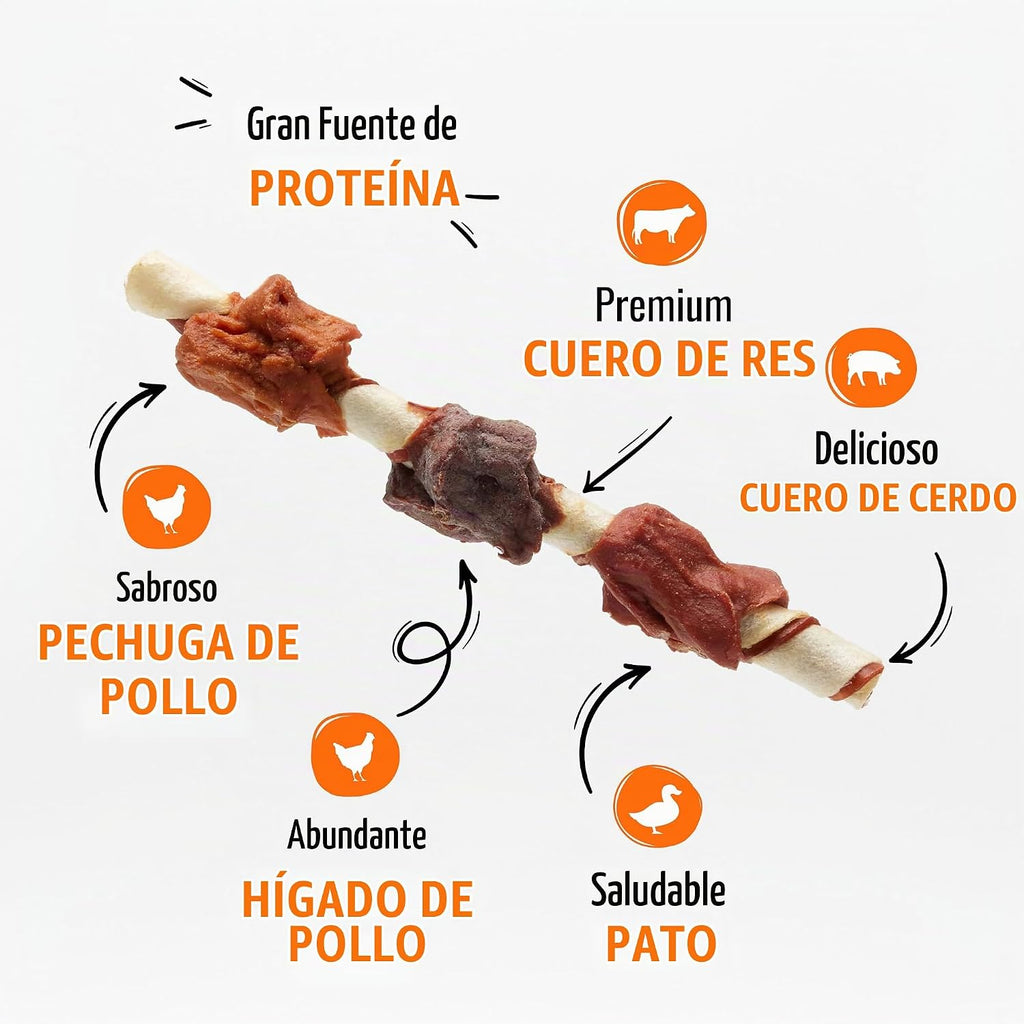 Good'N'Fun - Brochetas de cuero crudo de triple sabor para...