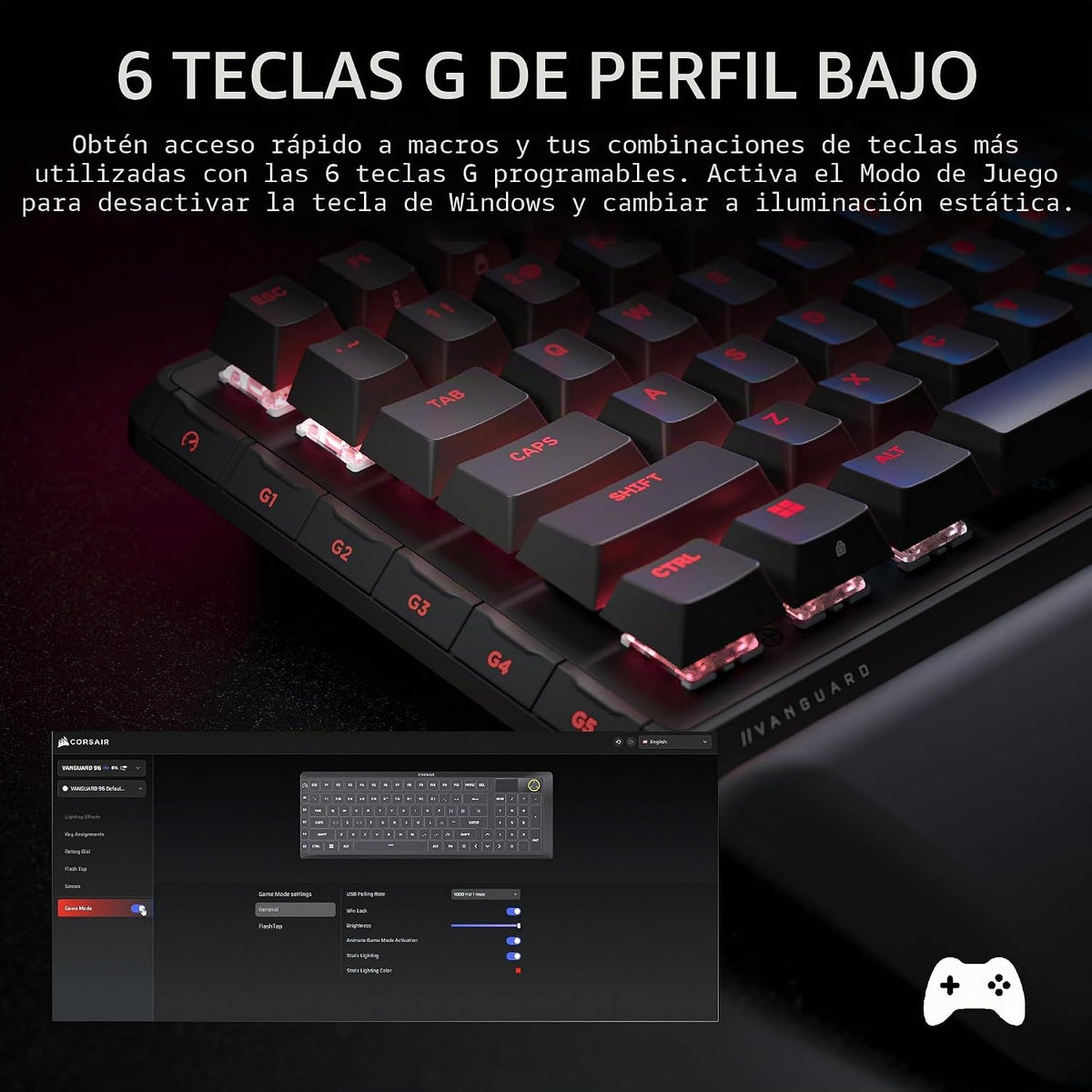 CORSAIR Vanguard 96 Teclado mecánico con cable para juegos - Negro...