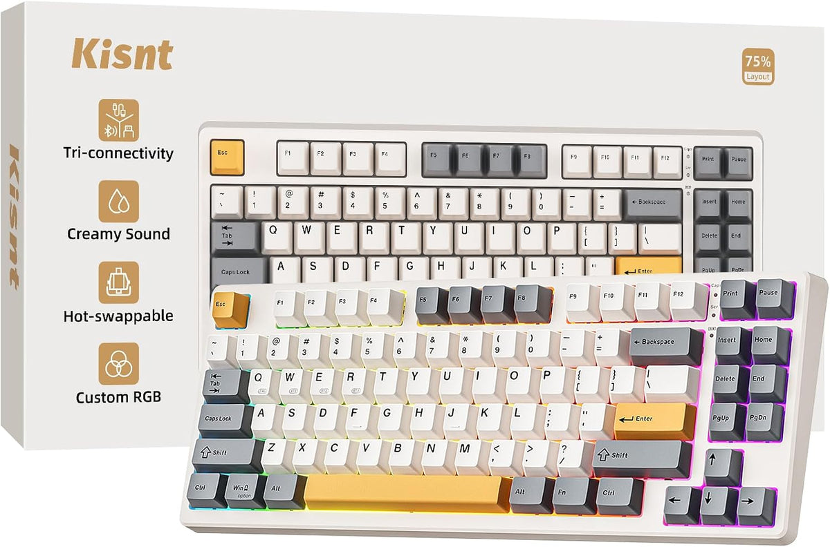 Kisnt Teclado mecánico inalámbrico KN85, diseño del 75%, Bluetooth\...