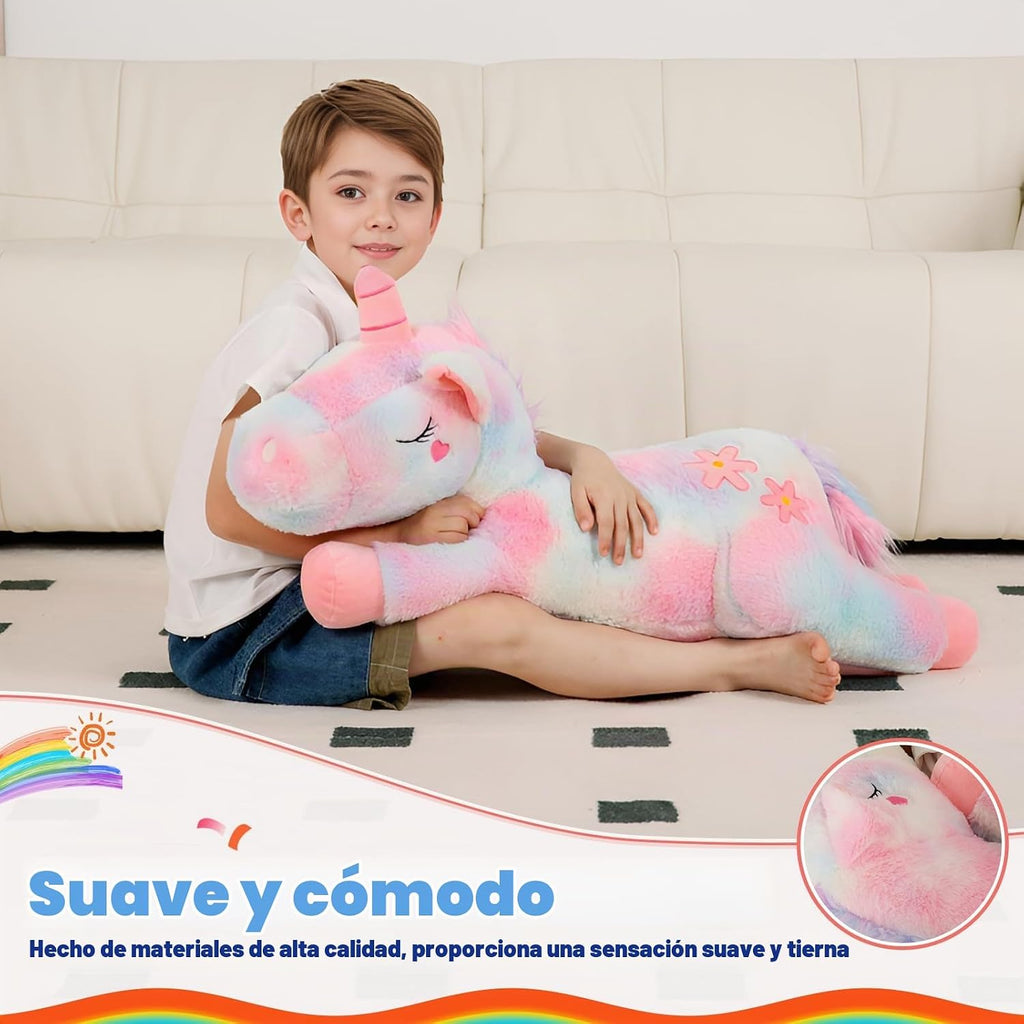 Tianmihou - Cojín de peluche de unicornio arcoíris de 32 pulgadas,...