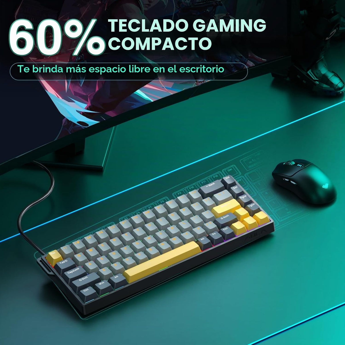 AULA WIN68 HE MAX - Teclado de Juegos de Efecto Hall con Interrupto...