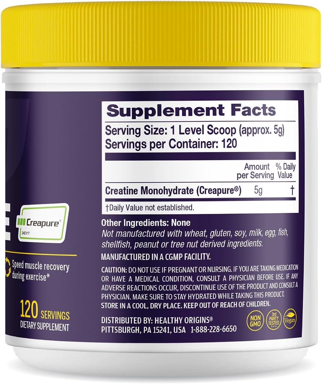 Healthy Origins Creatina monohidrato Creapure en polvo, 21.16 oz