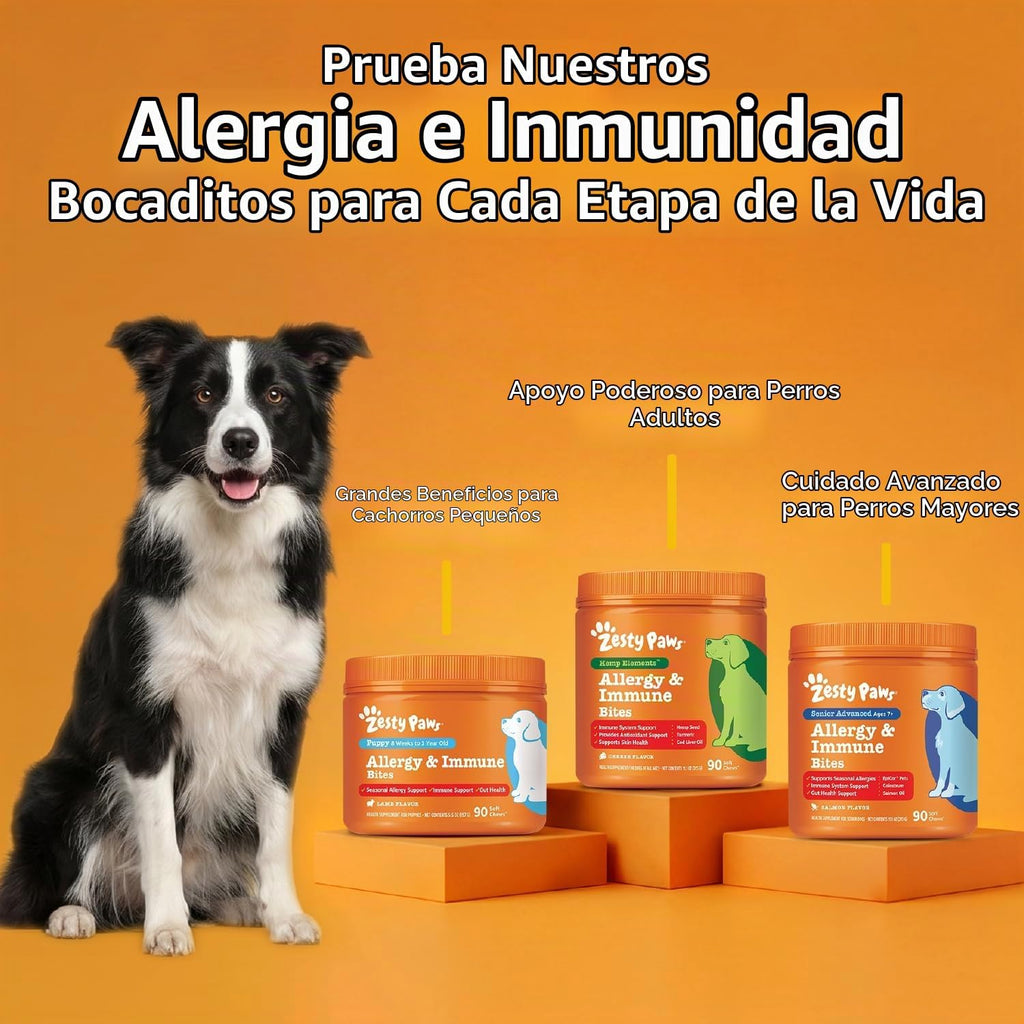 Zesty Paws Alivia la alergia de los perros - Suplemento antipicazón...
