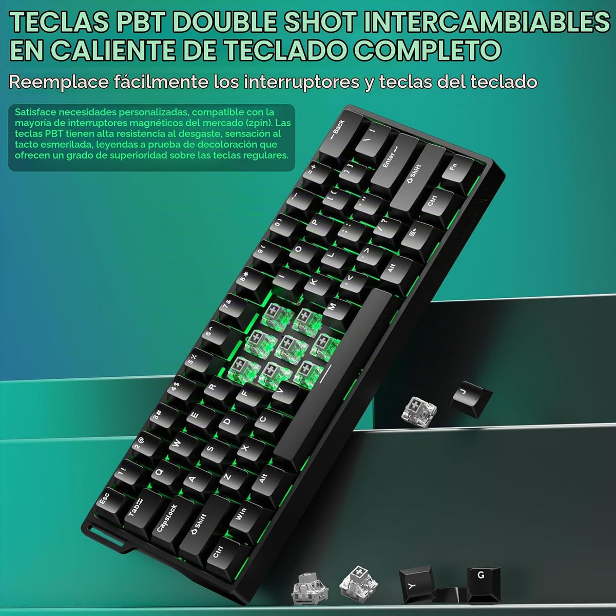 Aula WIN60 HE - Teclado mecánico para juegos 60% con cable, interru...