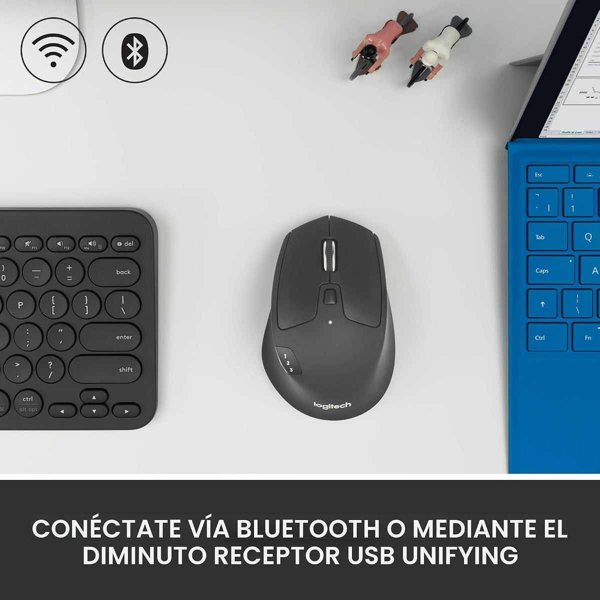 Ratón inalámbrico multidispositivo Logitech M720 Triathalon de tama...