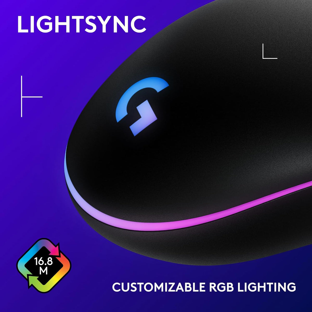 Logitech G203 Wired Gaming Mouse - Black | LIGHTSYNC RGB, memoria i...