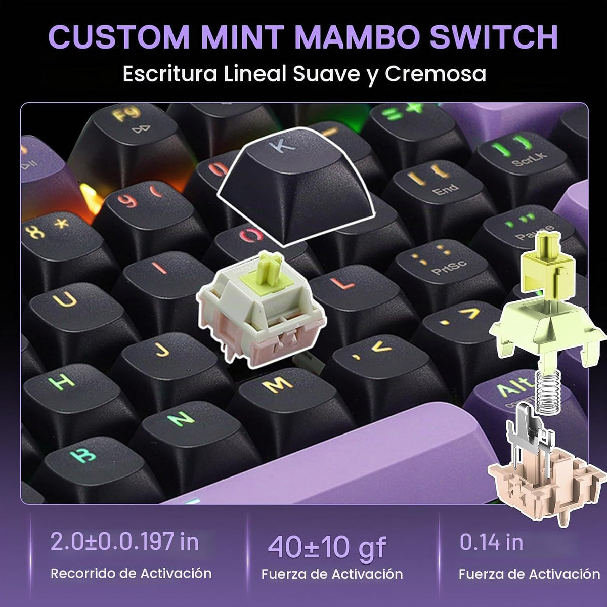 Teclado para juegos RGB inalámbrico Redragon K740 PRO, base y peril...
