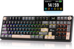 RK ROYAL KLUDGE Teclado mecánico inalámbrico S104 con pantalla y pe...