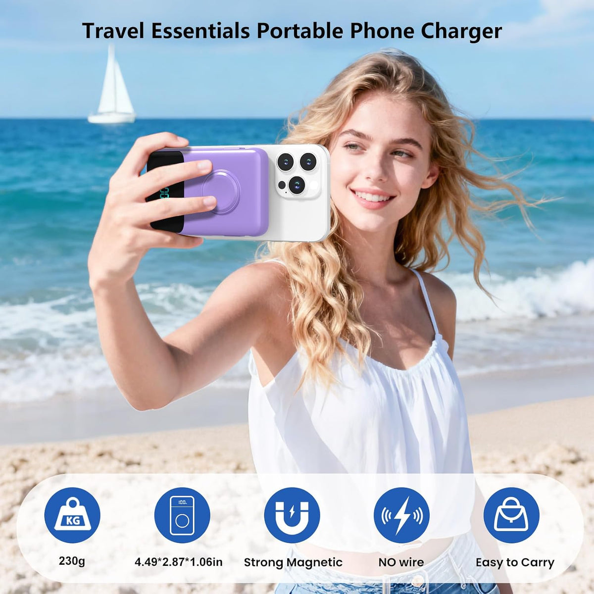 Cargador portátil magnético para iPhone, cargador de batería 6 en 1...
