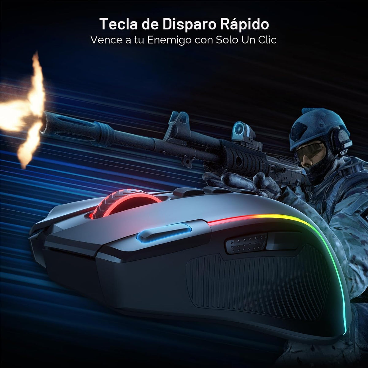 Redragon Ratón óptico inalámbrico RGB para juegos M612 teclas de |...