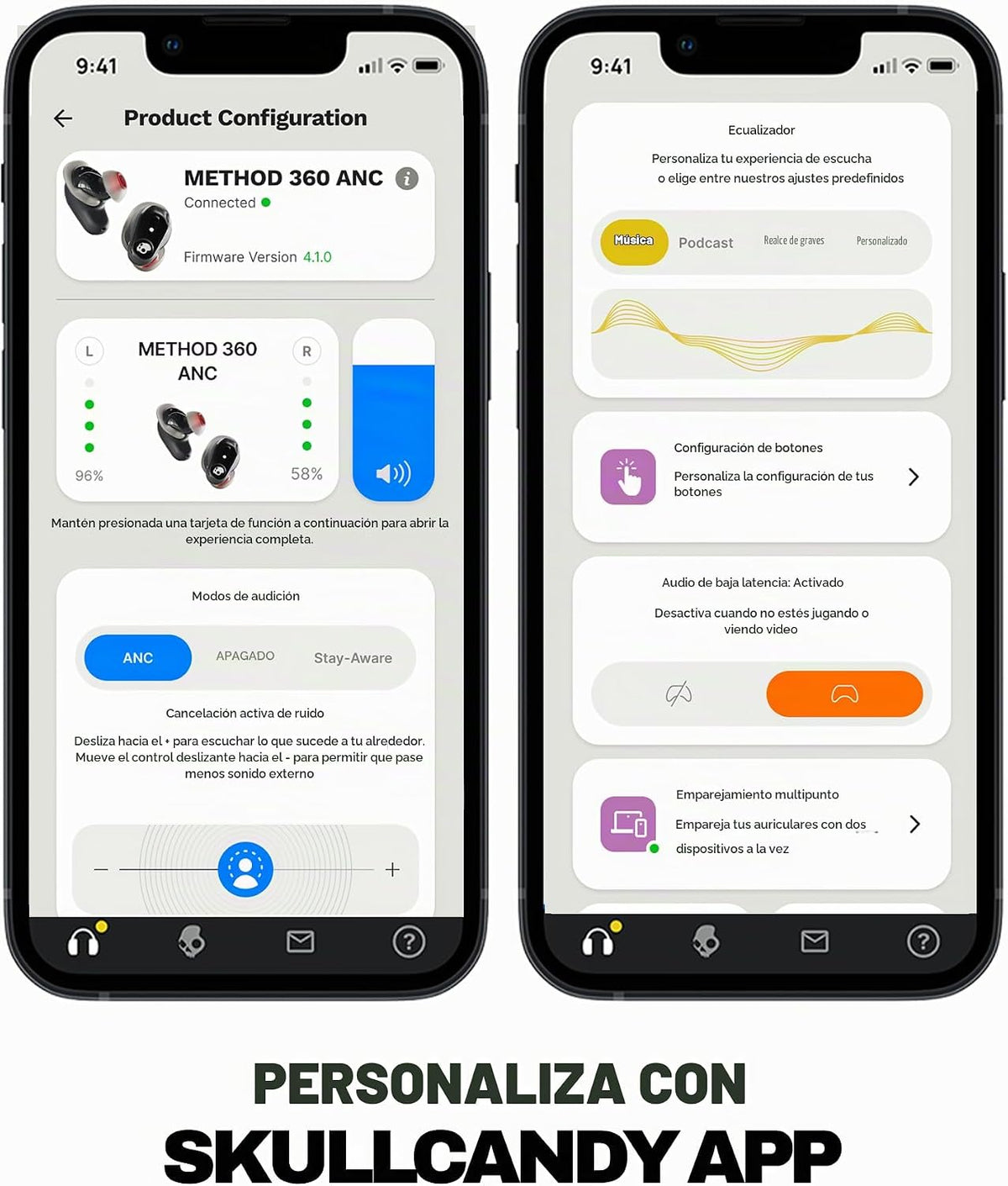 Skullcandy Method 360 ANC - Auriculares inalámbricos con sonido de...