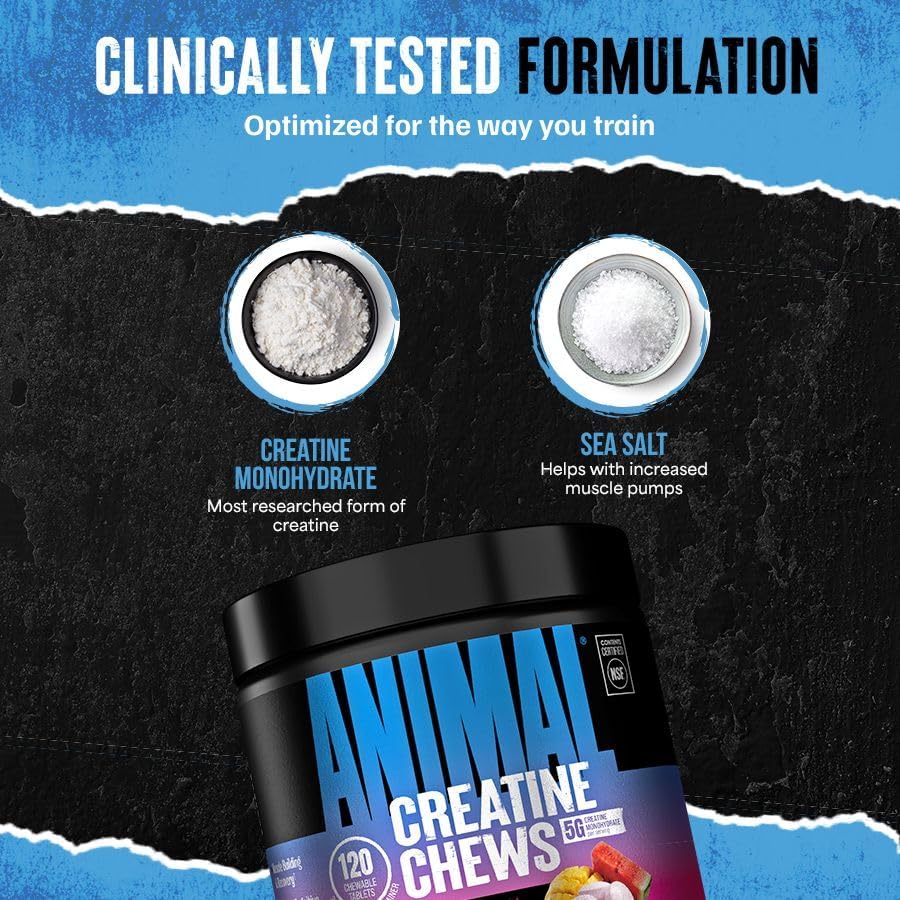 Masticables de creatina Animal - Tabletas de creatina monohidratada...
