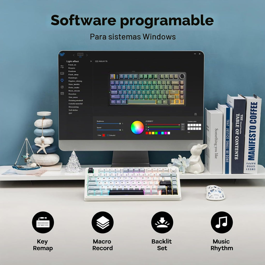 EPOMAKER x Aula F75 - Teclado mecánico con junta, 75% inalámbrico i...