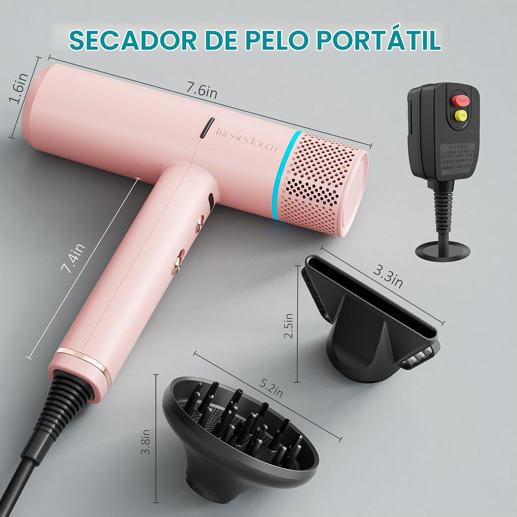 Secador de pelo iónico con difusor y concentrador, secadora profesi...