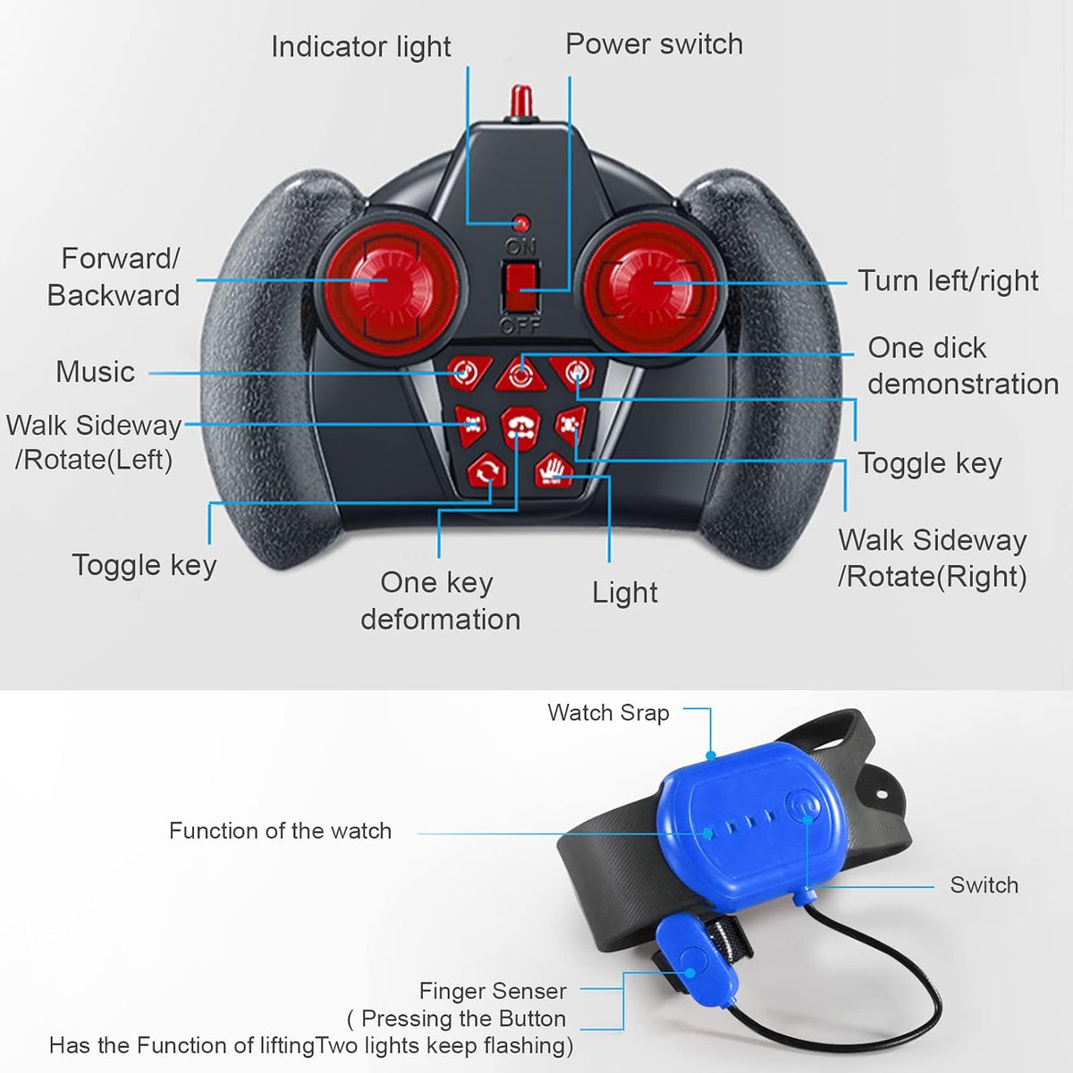 Fosgoit Gesture Sensing RC Stunt Car, juguetes para niños y niñas d...