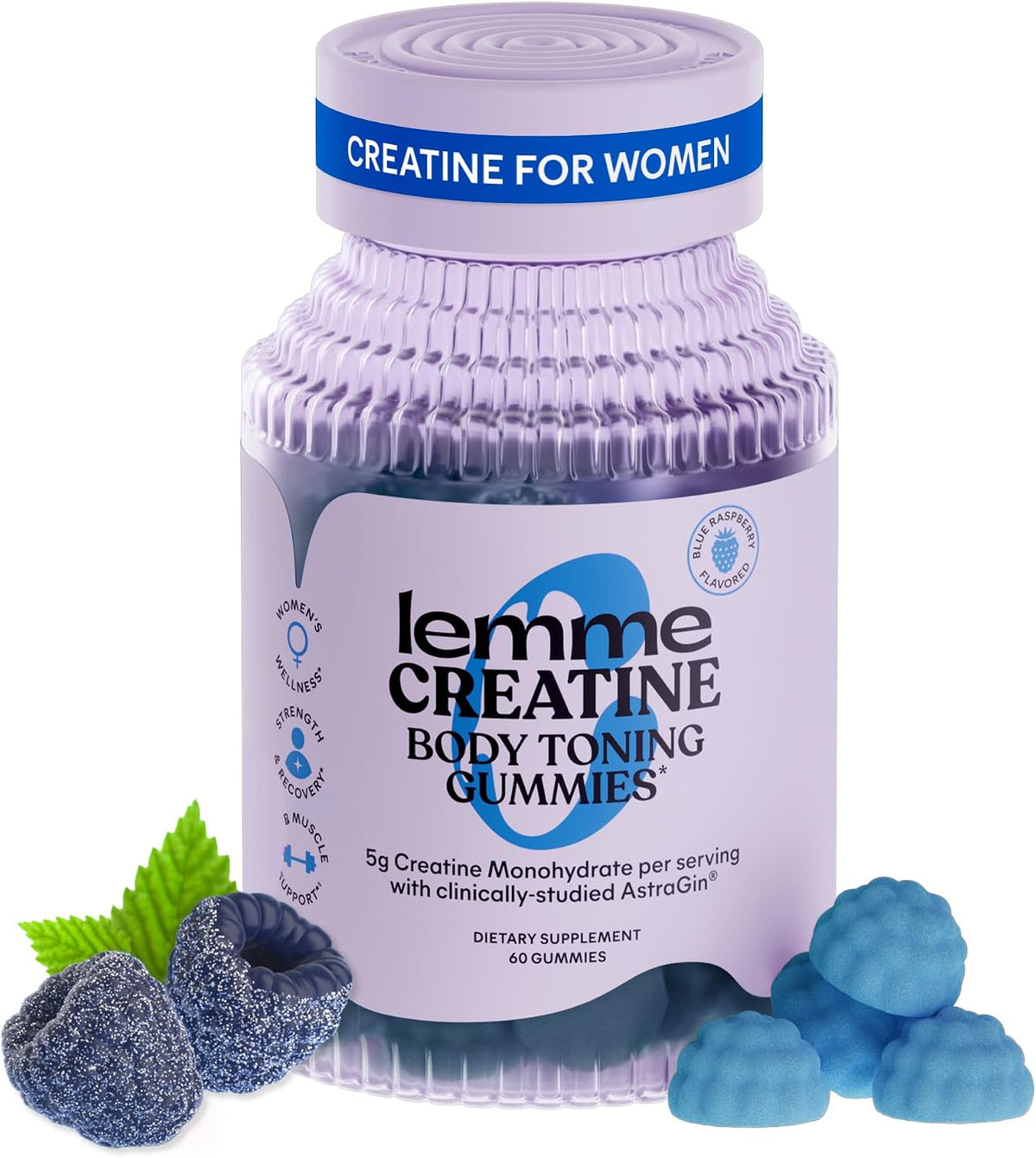 Lemme Gomitas de monohidrato de creatina, frambuesa azul (60 gomita...