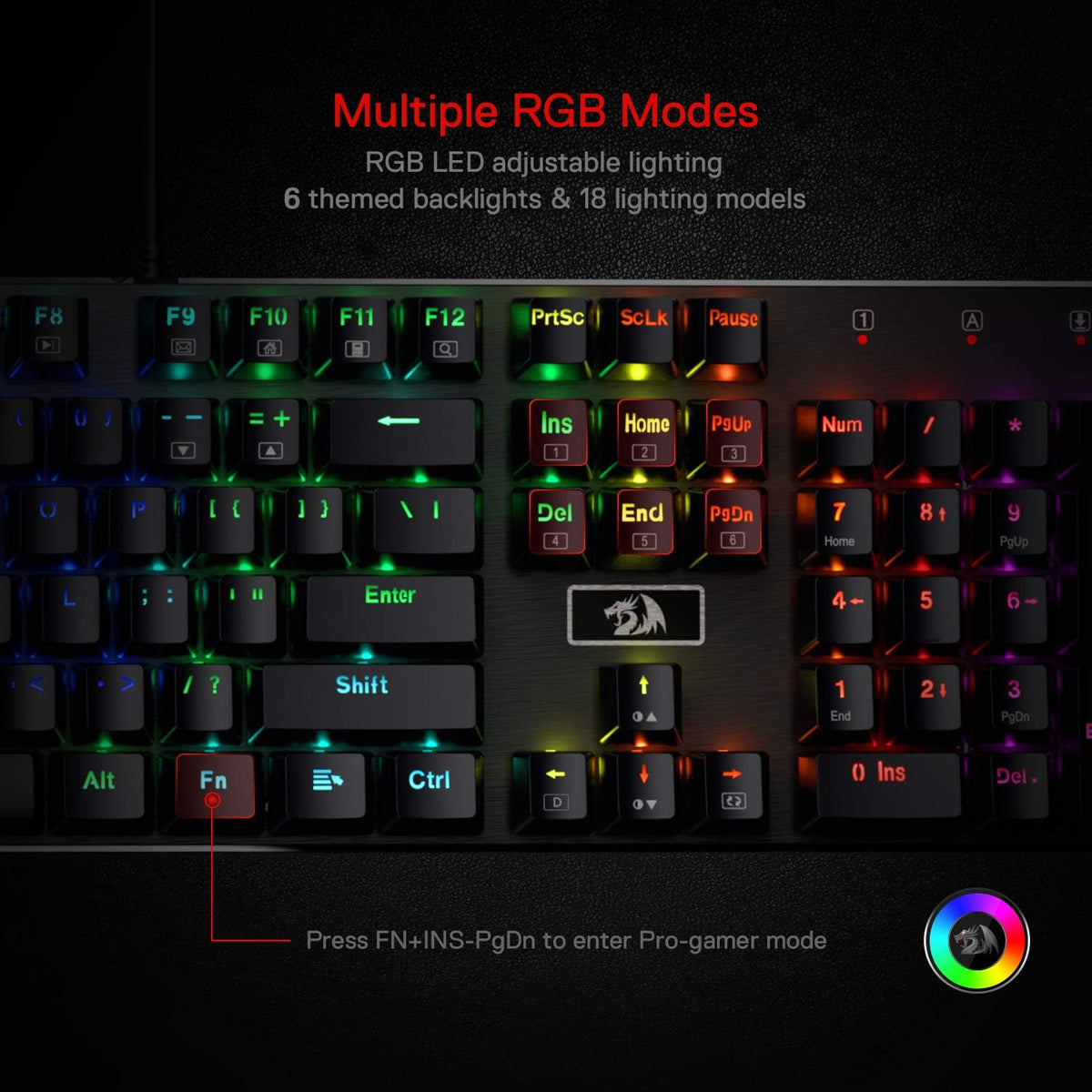 Redragon Teclado mecánico atado con cable del juego K556 RGB | Cons...
