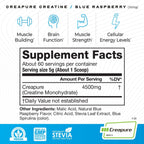 Muscle Feast Creapure Creatine Monohidrato en polvo, Frambuesa Azul...
