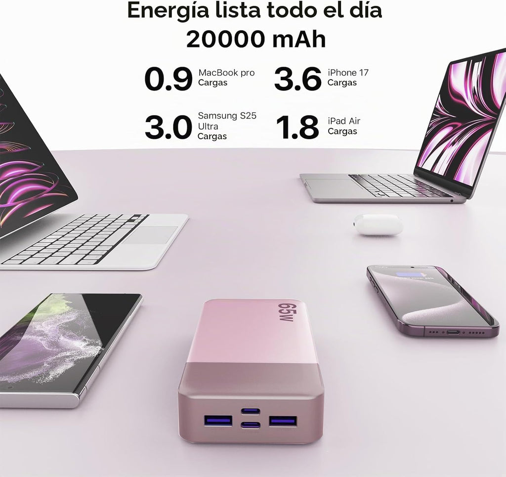 NOBIS 65W 20000mAh cargador portátil banco de energía carga rápida...