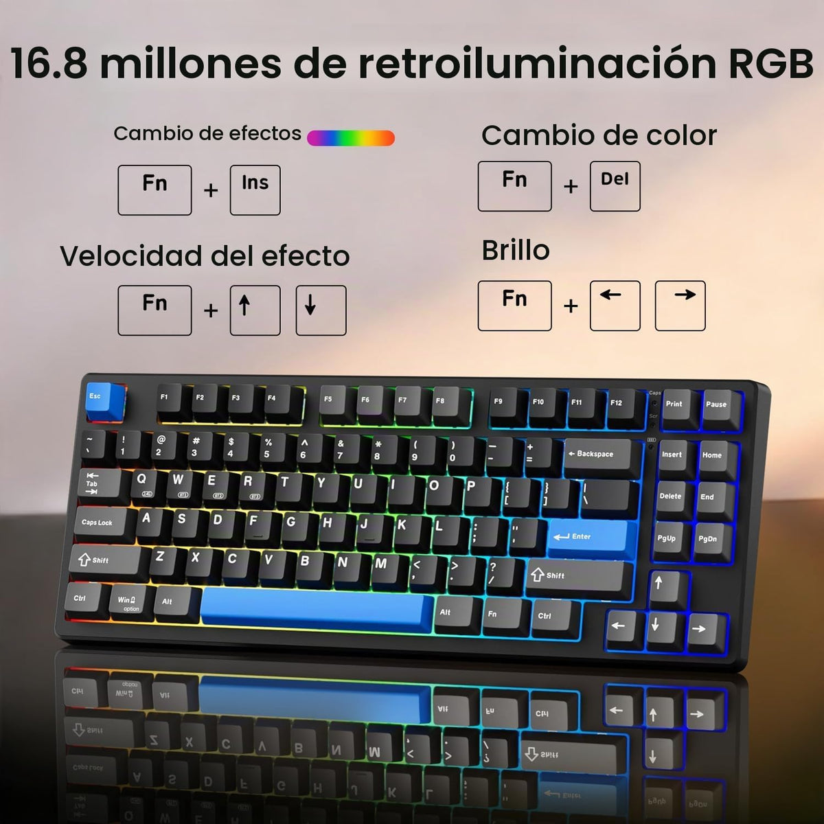 Kisnt Teclado mecánico inalámbrico KN85, diseño del 75%, Bluetooth\...
