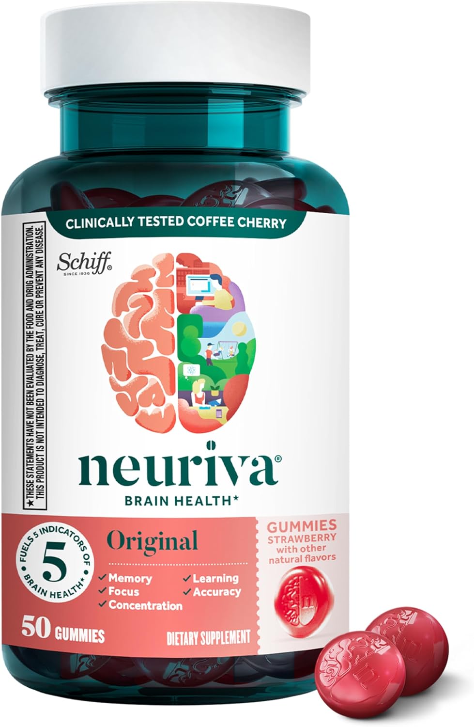 NEURIVA Suplementos cerebrales originales para memoria y enfoque |...