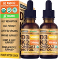 Paquete de 2 gotas orgánicas de vitamina D3 K2 con aceite MCT Omega...