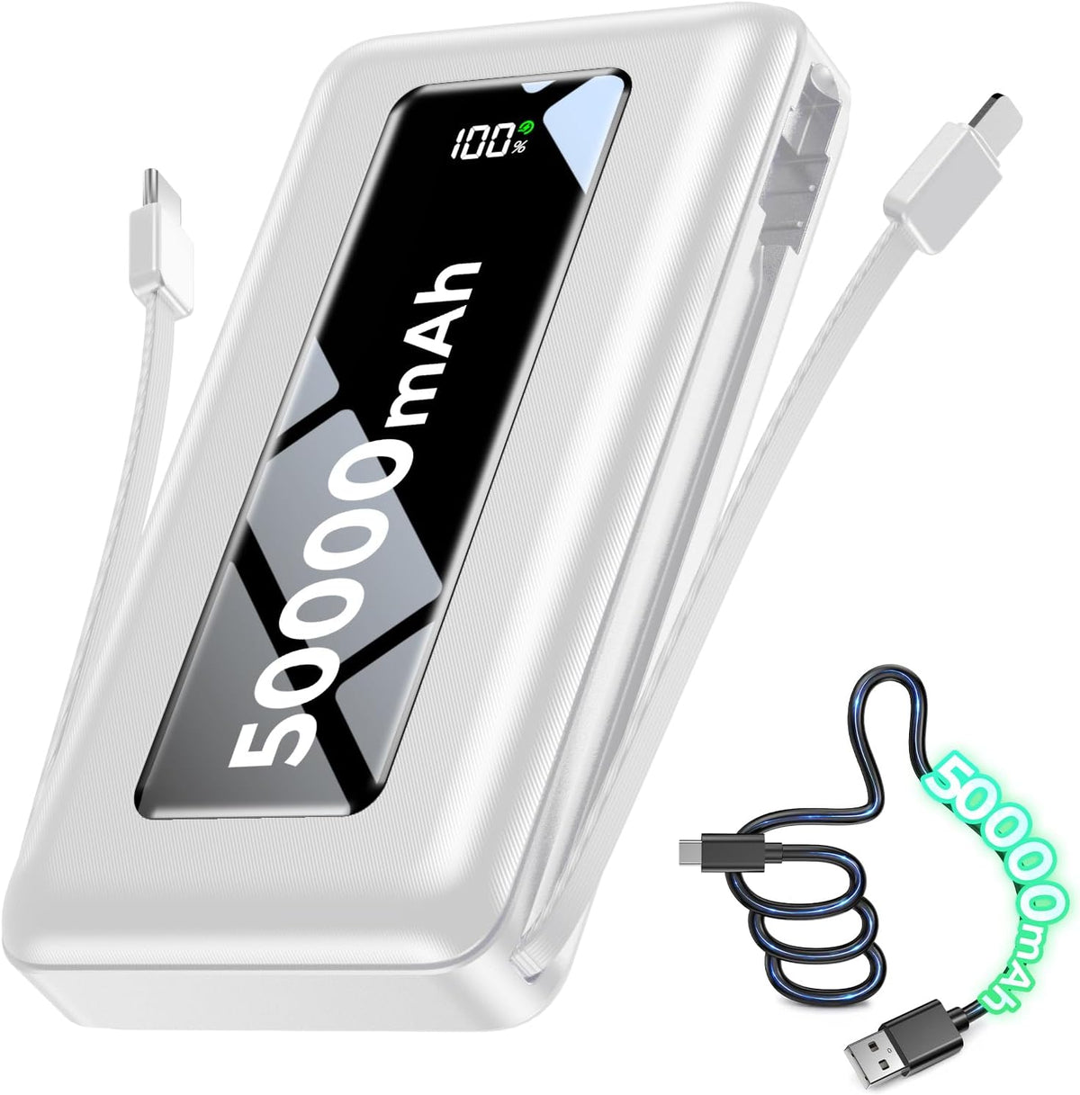 Moihosso Cargador portátil Power Bank 50000mAh con cables incorpora...