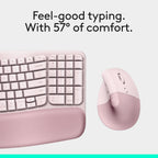 Logitech Wave Keys & Lift Vertical Mouse Combo inalámbrico ergonómi...