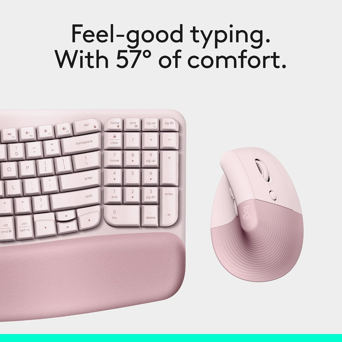 Logitech Wave Keys & Lift Vertical Mouse Combo inalámbrico ergonómi...