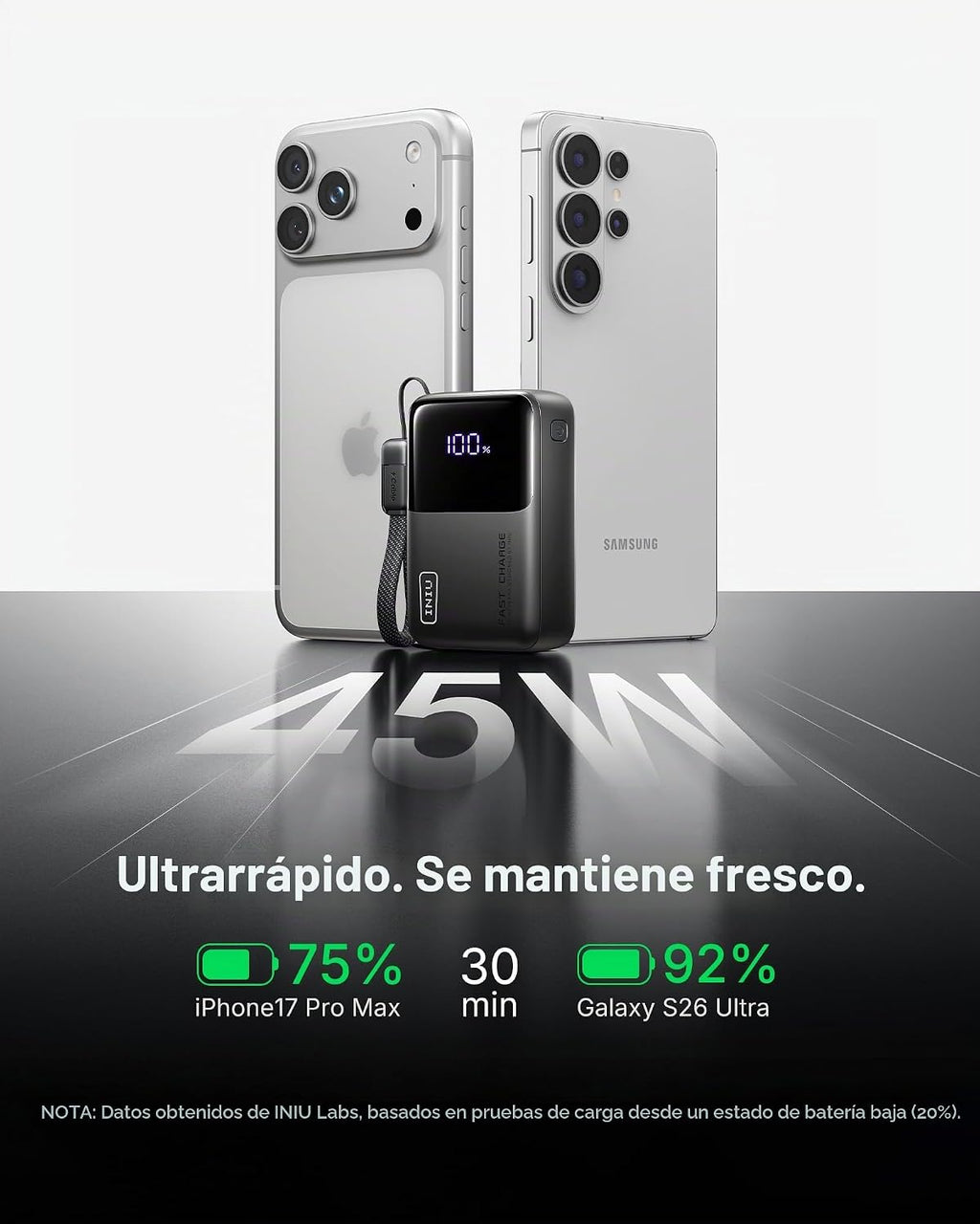 Mini cargador portátil de INIU, pequeño banco de carga rápido del p...
