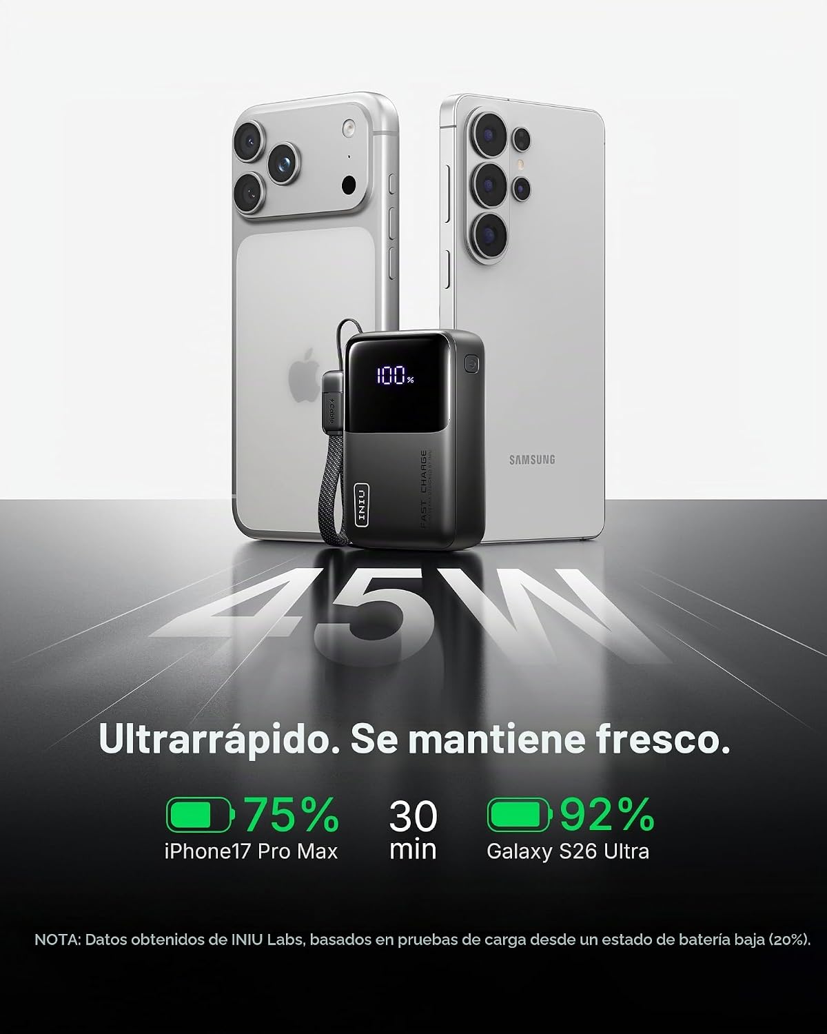 Mini cargador portátil de INIU, pequeño banco de carga rápido del p...