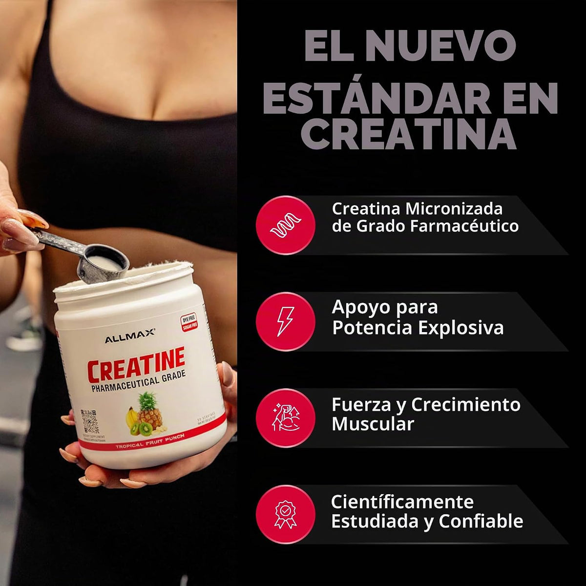 ALLMAX - Monohidrato de creatina en polvo, micronizado, ponche de f...