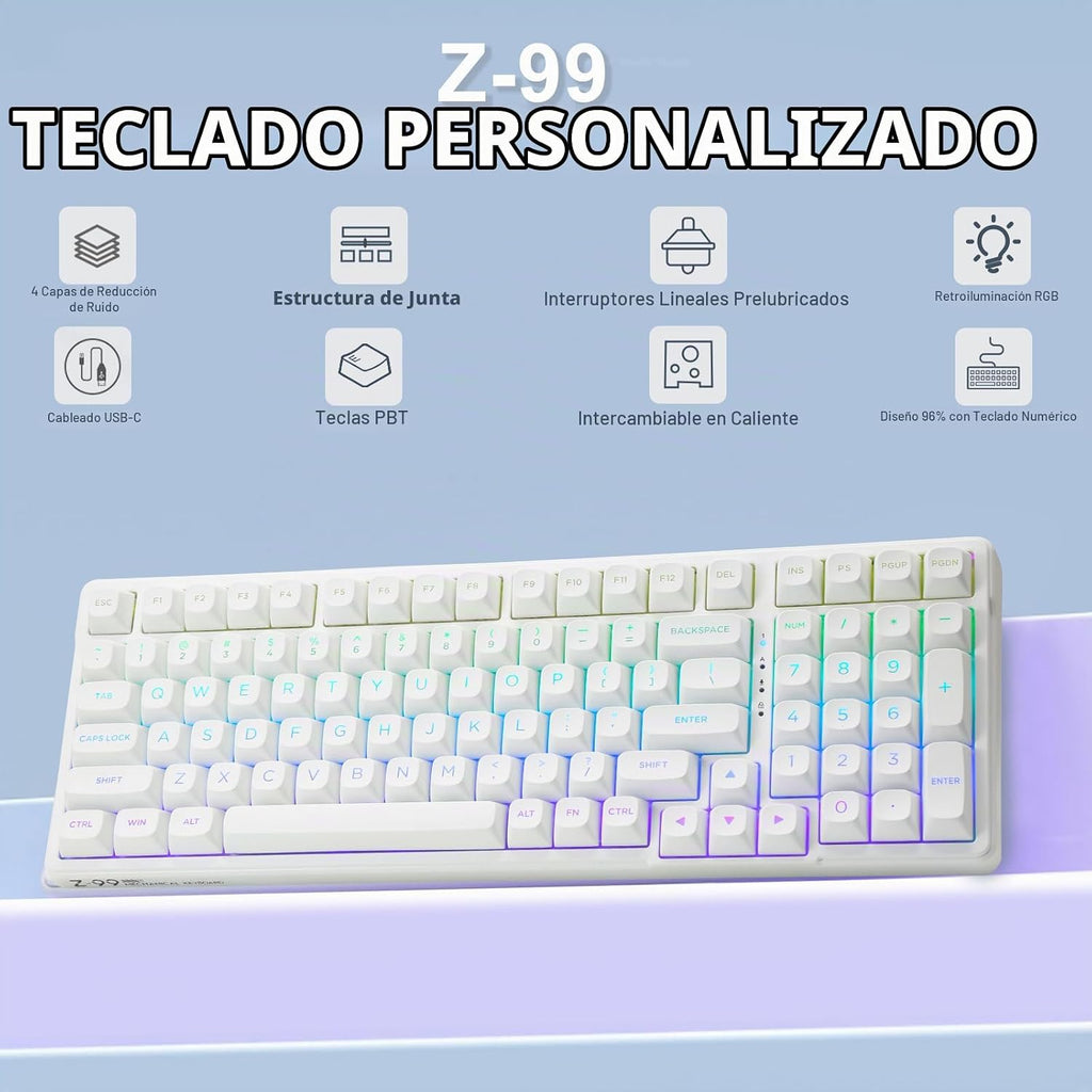 HUO JI E-Yooso Creamy Teclado mecánico con cable, retroiluminación...