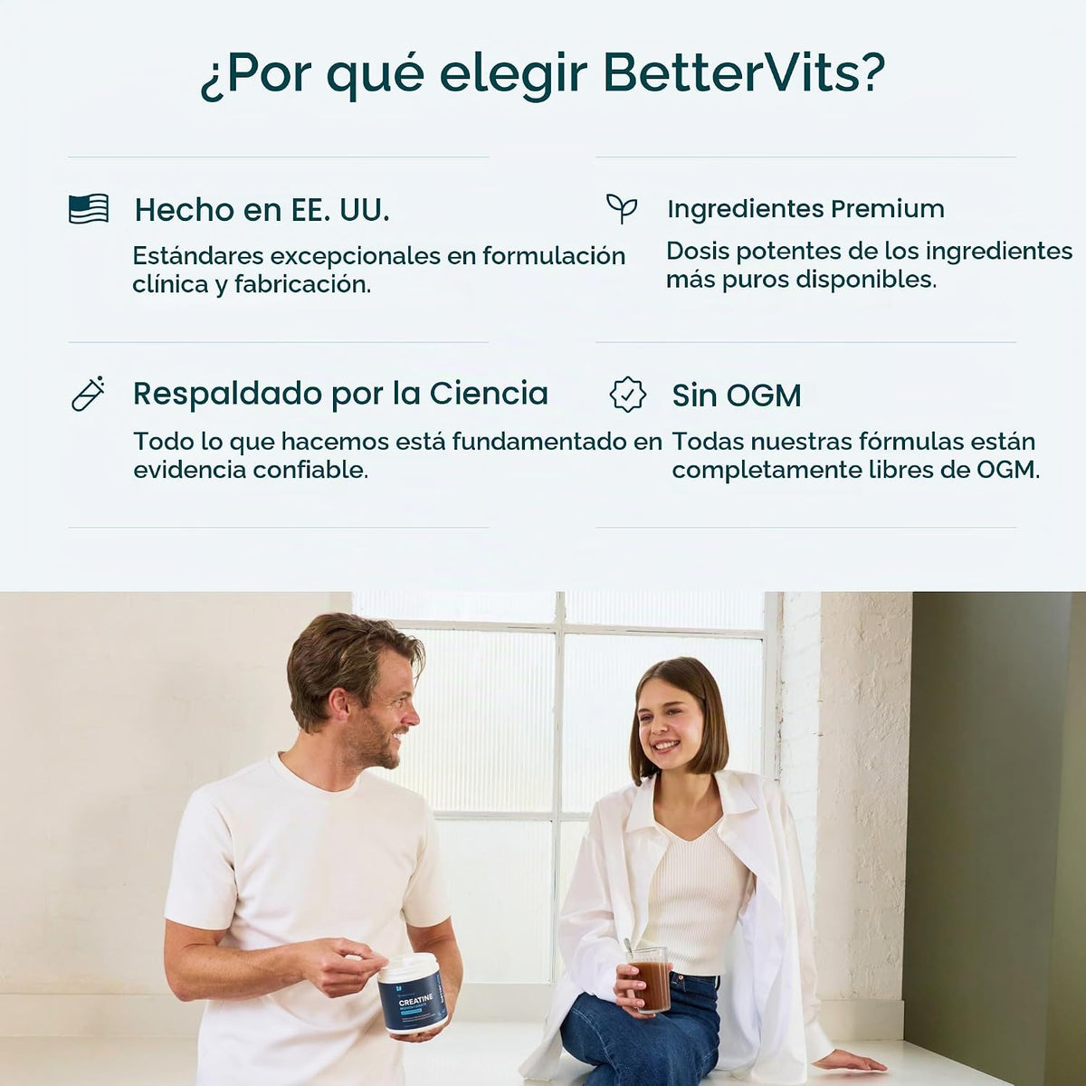 Bettervits Monohidrato de creatina en polvo - Micronizado puro 0.18...