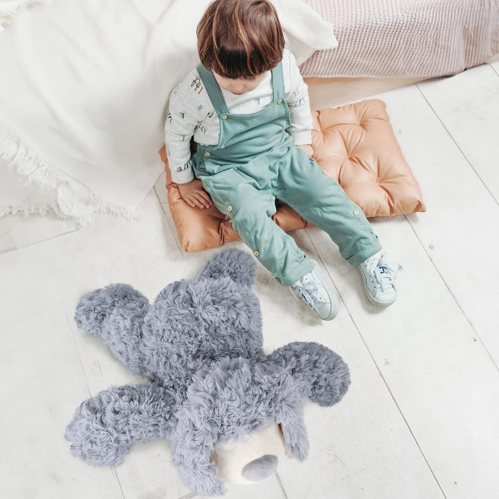 WEIGEDU Juguete de peluche de perro cachorro gris sonriente, 17,7 p...