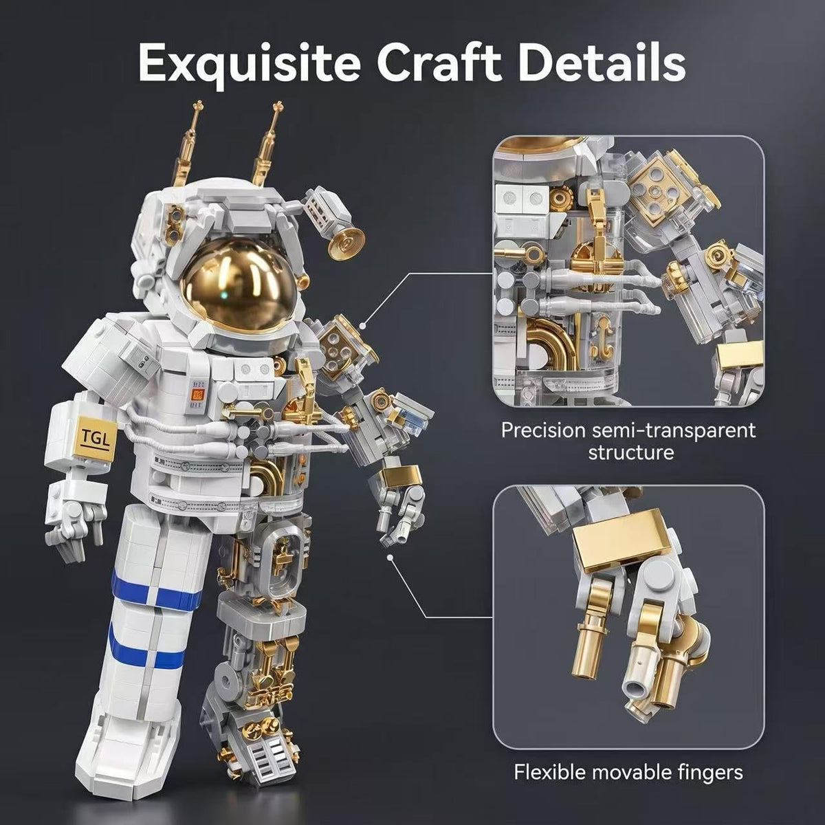 RainbowRiff - Bloques de construcción de astronauta transparentes,...