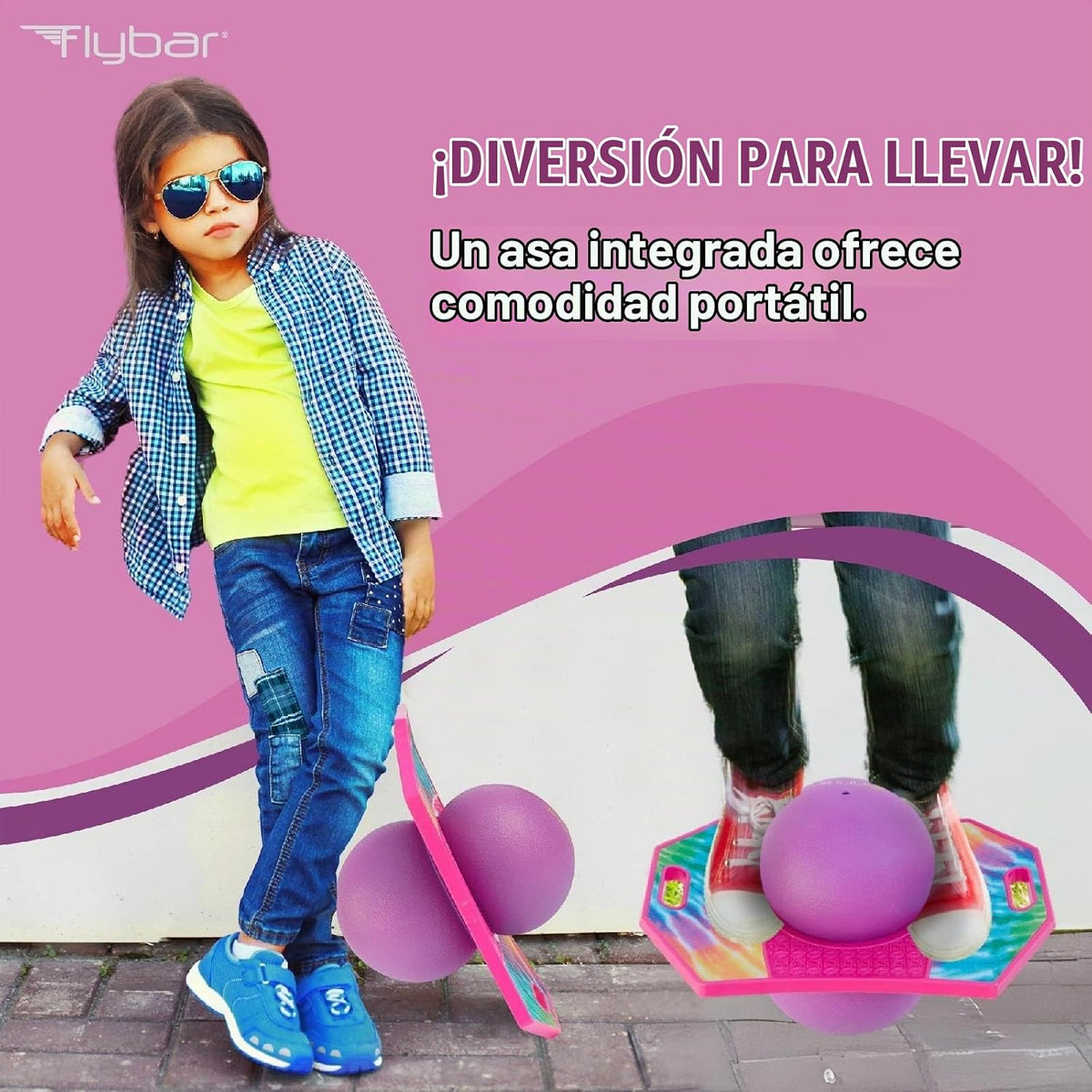 Flybar Pogo - Pelota de truco para niños, tabla de rebote de equili...