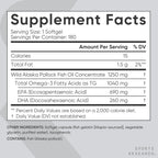 Cápsulas de Omega-3 de aceite de pescado Sports Research, 0.044 oz,...