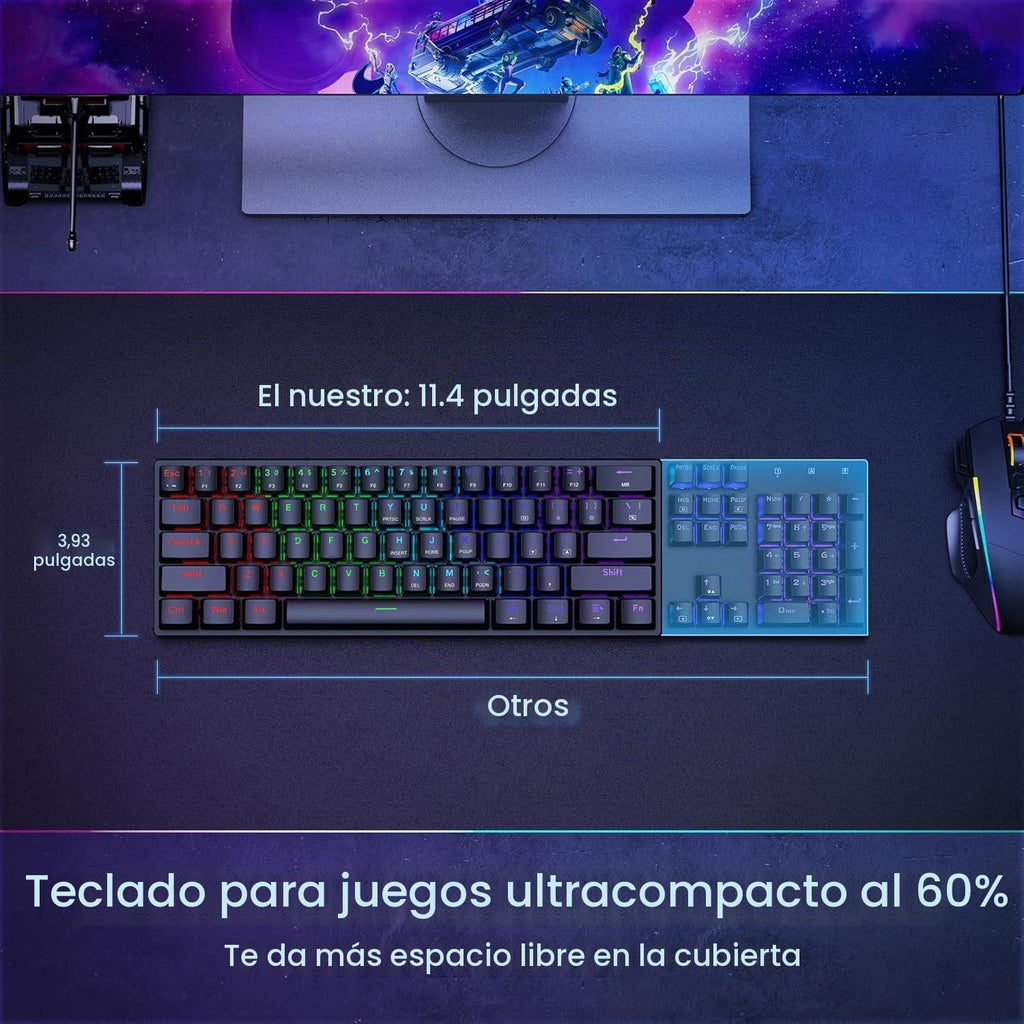 Teclado mecánico atado con cable del juego del 60% con los interrup...