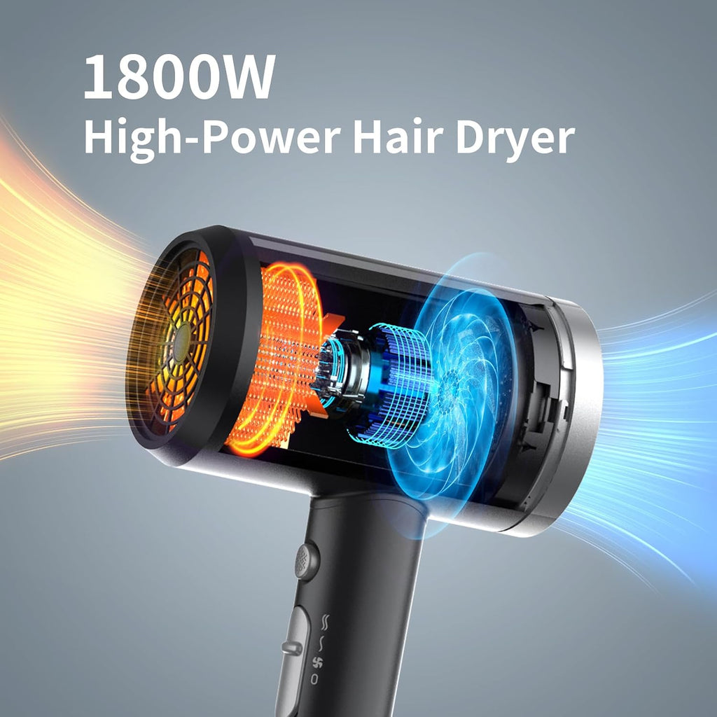 ANNE BETTY Secador de Cabello Iónico con Difusor, Secador de 1800W...