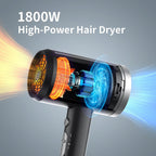 ANNE BETTY Secador de Cabello Iónico con Difusor, Secador de 1800W...
