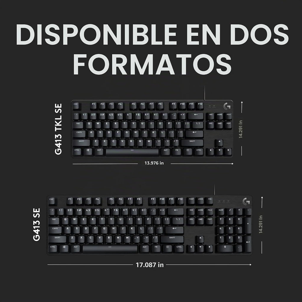 Logitech G413 SE Teclado mecánico para juegos de tamaño completo, c...