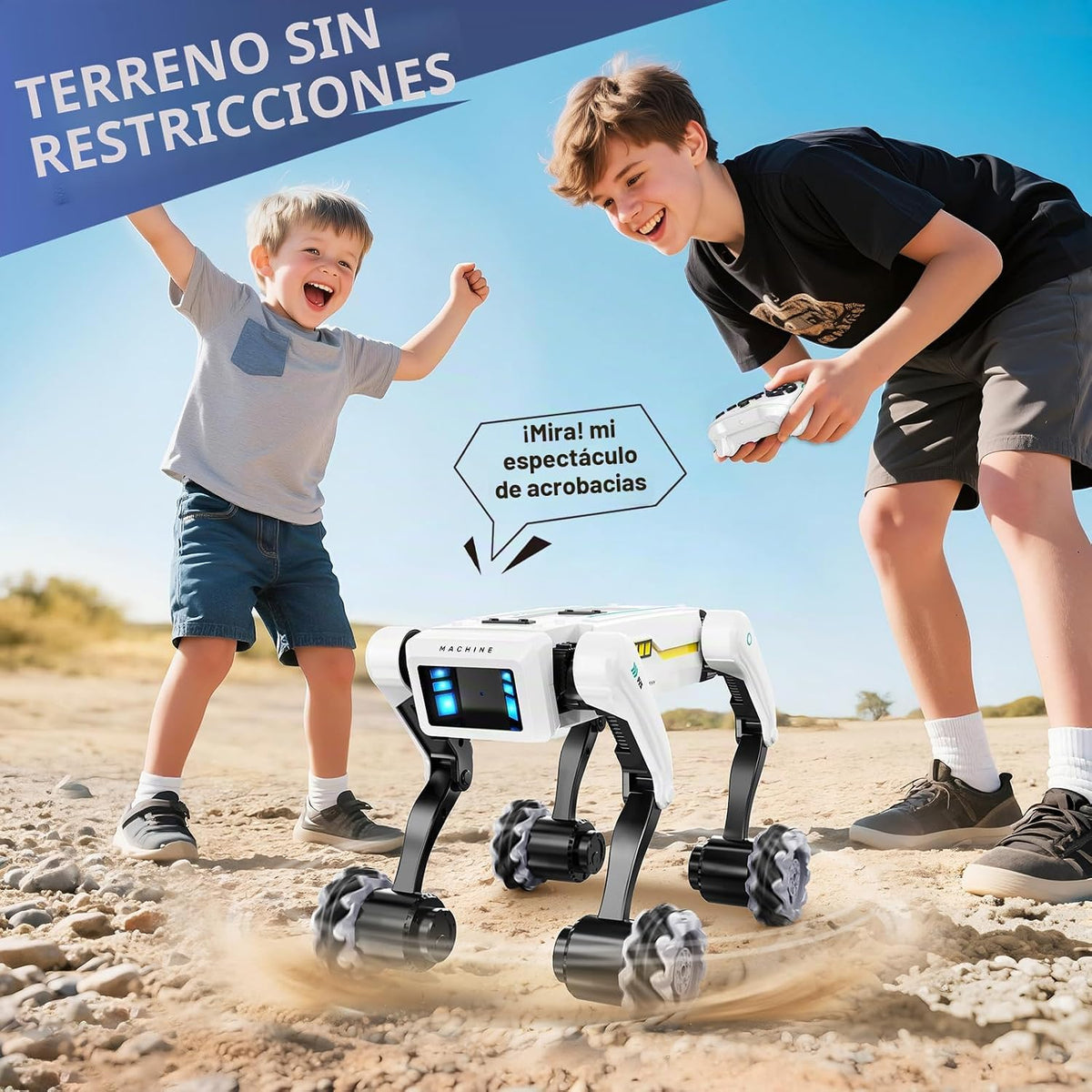 Perro robot inteligente con ruedas, más de 30 acciones biónicas, vo...