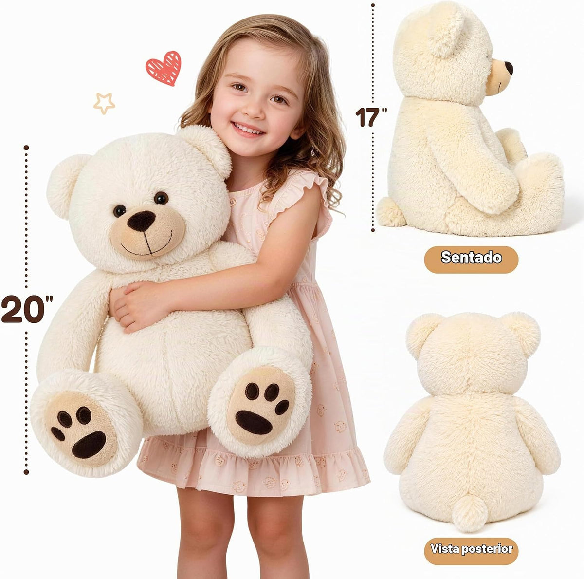 LotFancy Oso de peluche de peluche, juguete de peluche suave de 20....