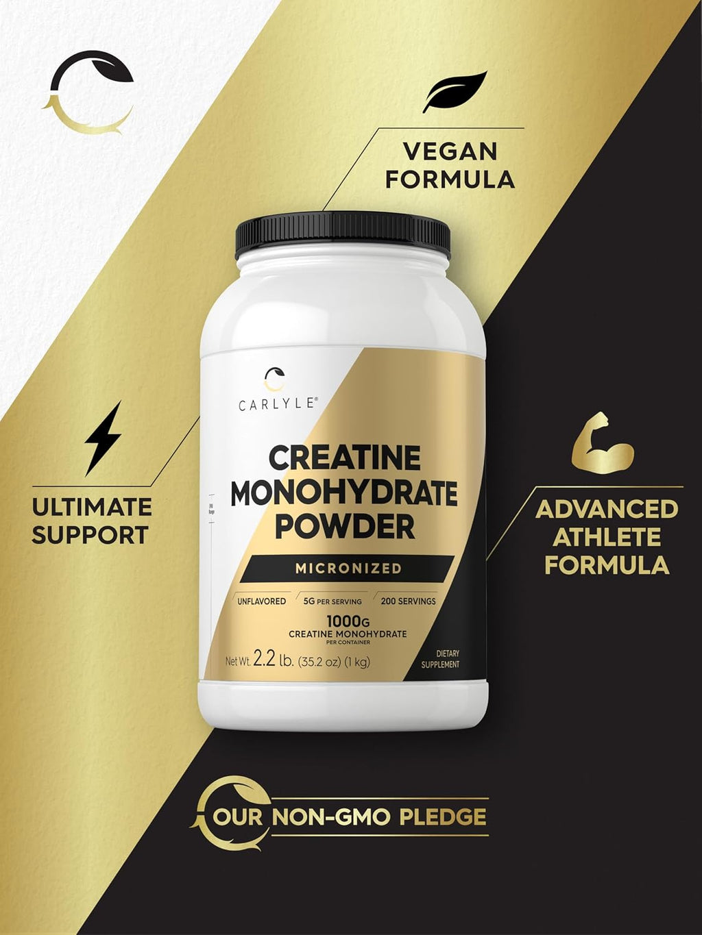 Carlyle Creatina Monohidrato Polvo 5000mg | 200 porciones | Sin sab...