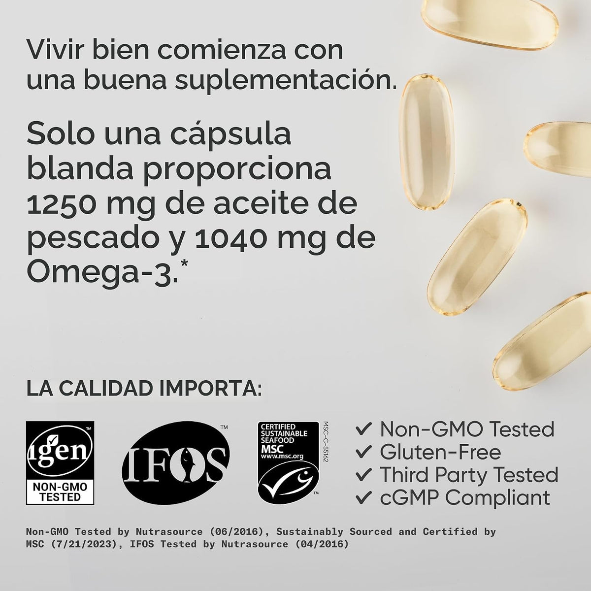 Cápsulas de Omega-3 de aceite de pescado Sports Research, 0.044 oz,...