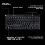 Logitech G PRO X TKL Teclado rápido para juegos sin llave (efecto s...