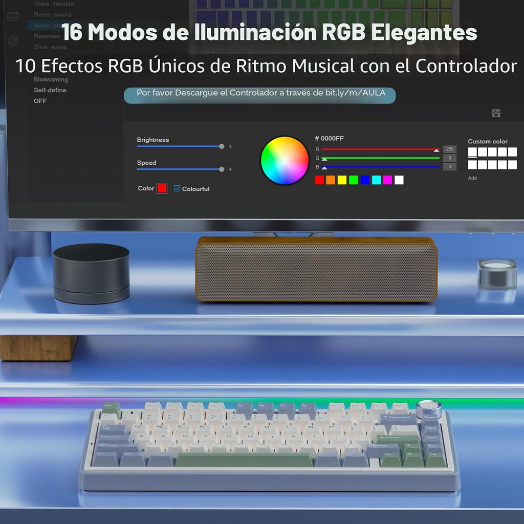 AULA F75 75% Teclado mecánico inalámbrico, teclado intercambiable e...
