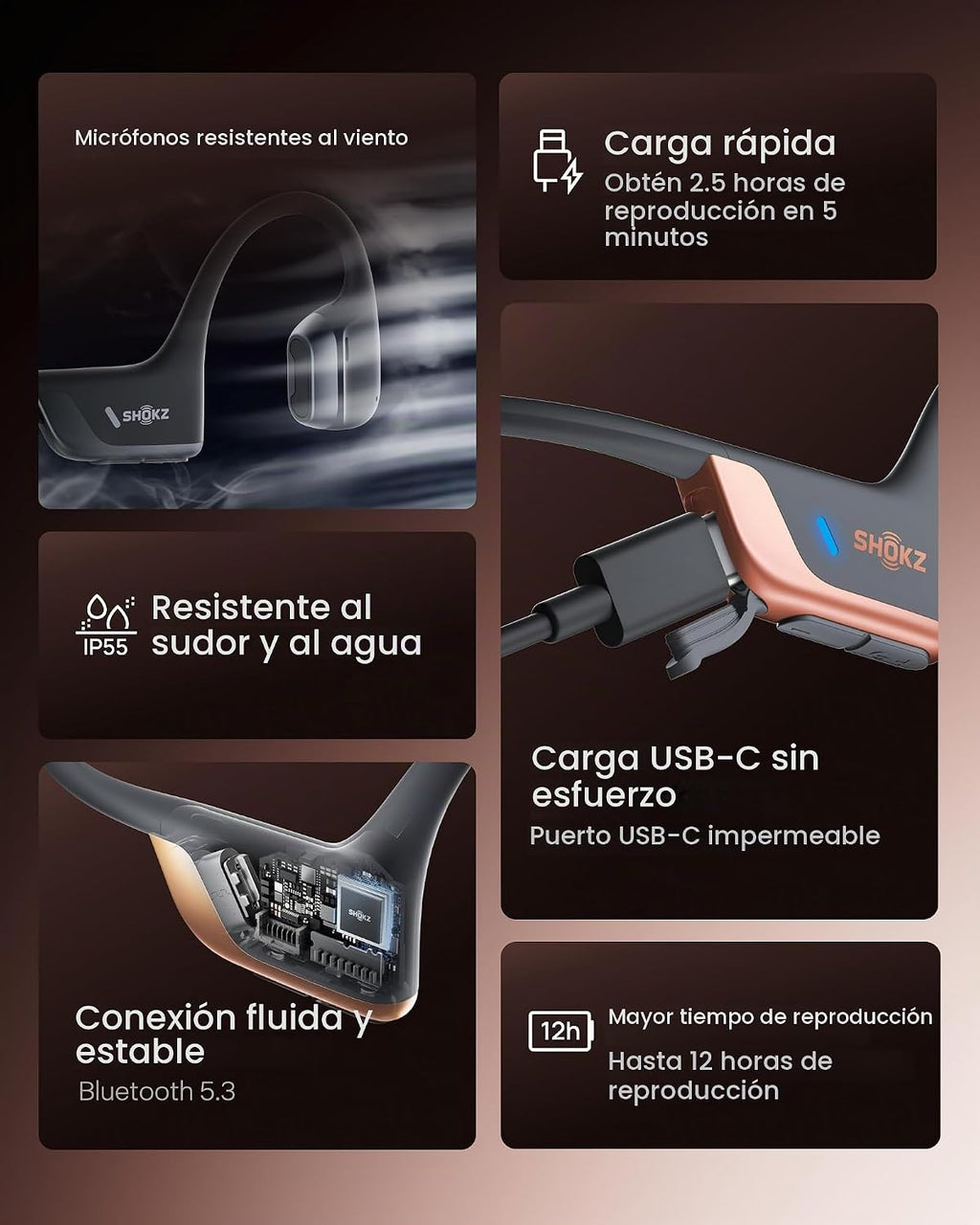 SHOKZ OpenRun Pro 2 Mini auriculares deportivos de conducción ósea,...