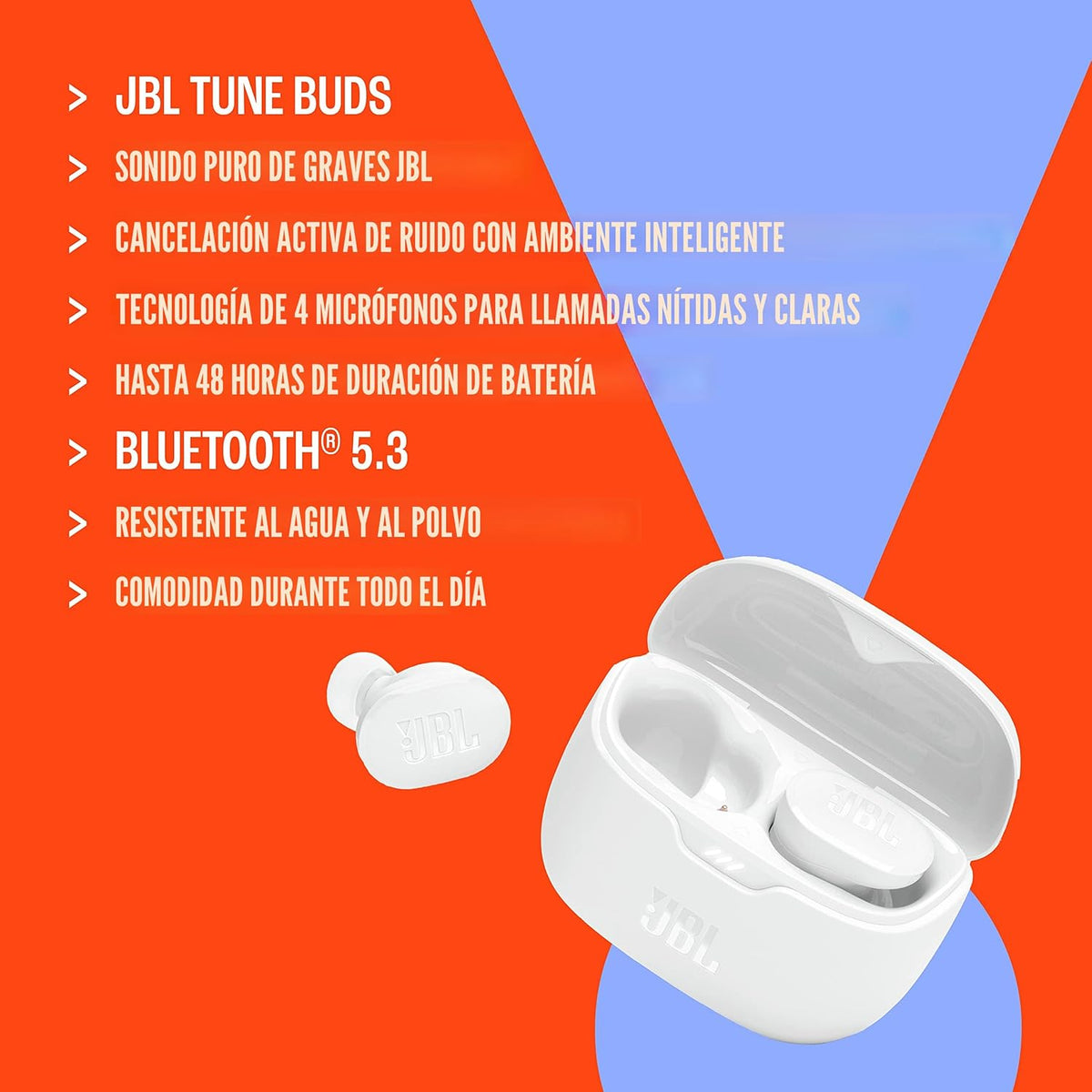 JBL Tune Buds - Auriculares con cancelación de ruido - Azul | JBL S...
